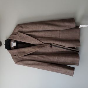 Wool blazer with leather trim, size 14